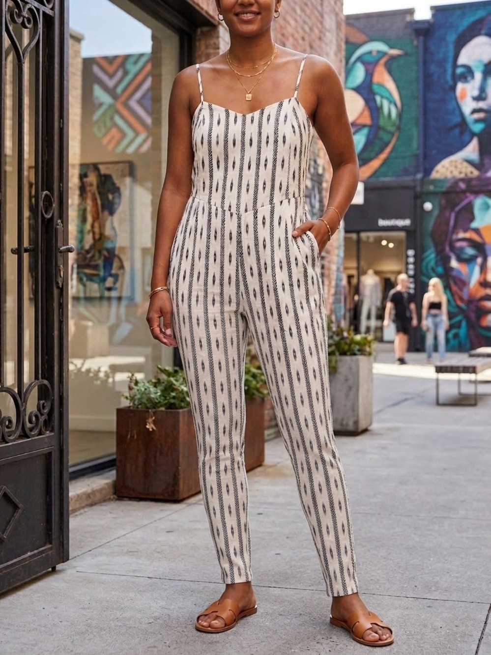Samantha Pleet Cotton Ikat Jumpsuit size M
